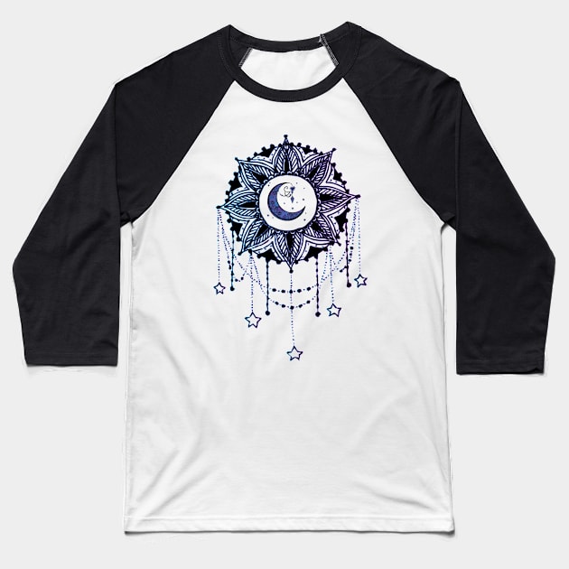 The Moon and The Stars Baseball T-Shirt by AmazingArtMandi